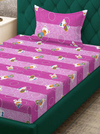 Myntra Elegant Homes Purple Printed Pure Cotton 400 TC Single Bedsheet Set 2.25 x 1.5 m