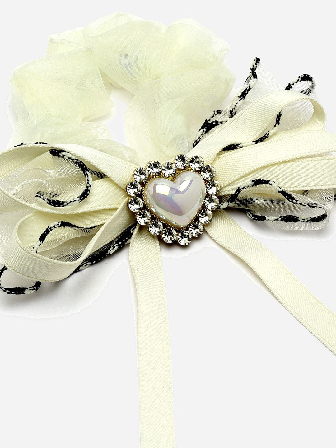 PANASH Women Heart Shaped Stone Studded Embellished Ponytail Holders
