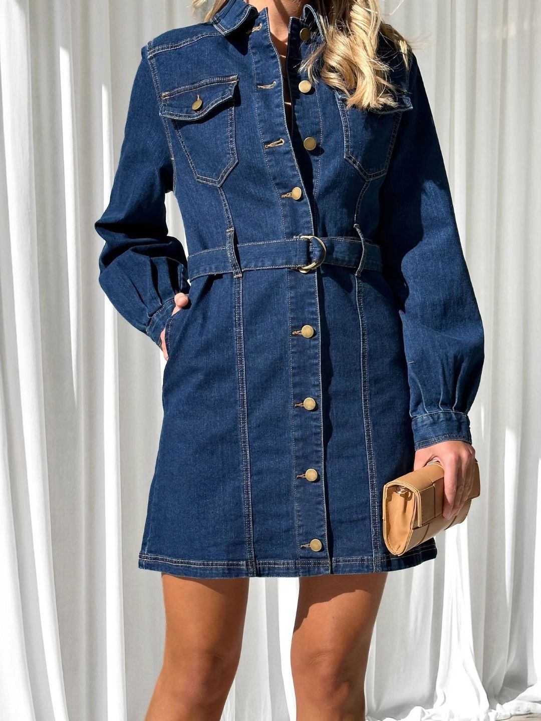 all about you Women Solid Sheath Shirt Collar Dress