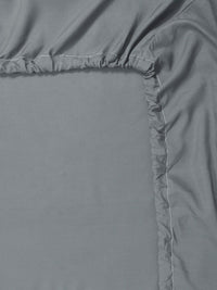 KLOTTHE Grey Blue Solid Fitted 300 TC Double King Fine Bedsheet With 4 Pillow Covers