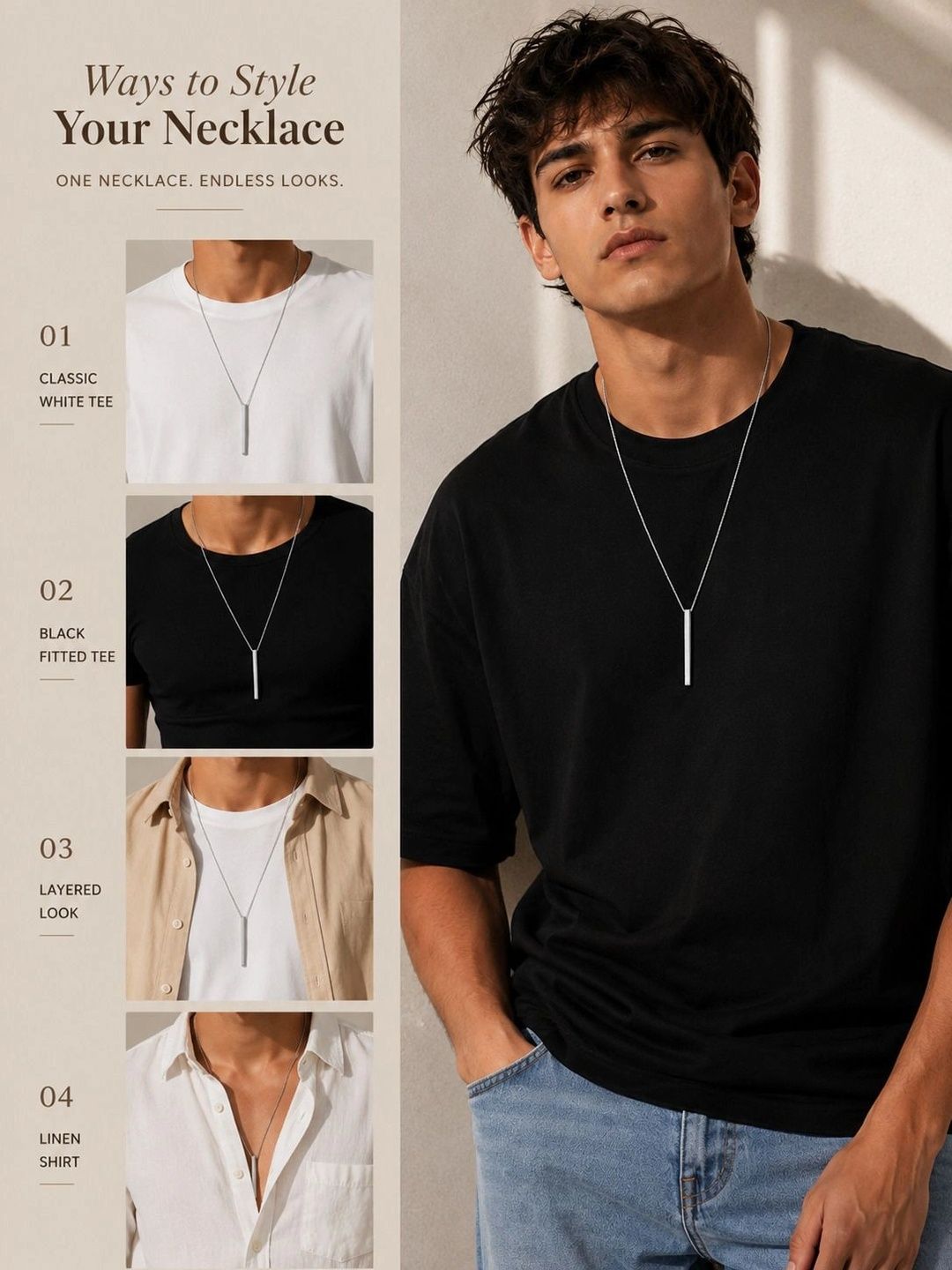 PANASH Men Brass Silver-Plated Necklace