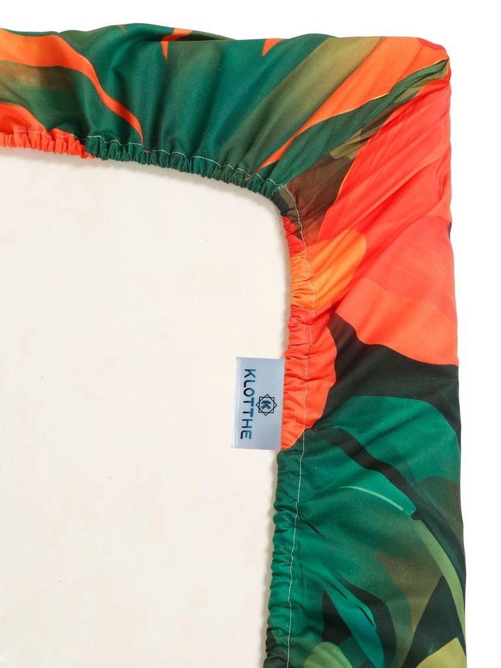 KLOTTHE Multicoloured 400 TC King Bedsheet with 2 Pillow Covers