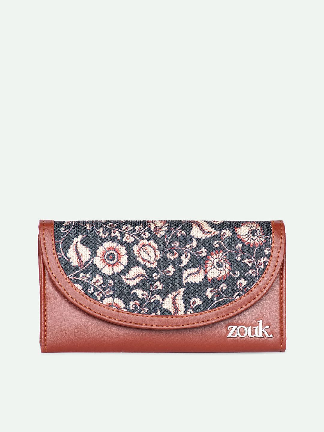 ZOUK Women Chittoor Blue Kalamkari Kyra Flap Wallet