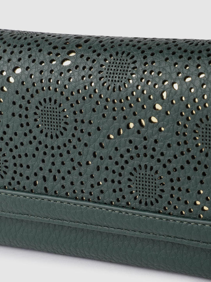 Lino Perros Women Laser Cut Detail Three Fold Wallet