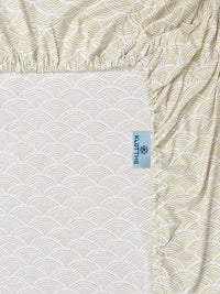 KLOTTHE White & Beige Printed 300 TC King Bedsheet With 2 Pillow Covers
