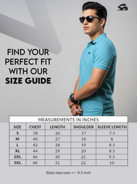 Tshirts ADRO Men Turquoise Blue Cotton