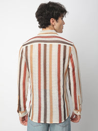 VASTRADO Men Classic Slim Fit Multi Stripes Opaque Striped Casual Shirt