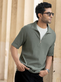 Powerlook Men Polo Collar Drop-Shoulder Sleeves T-shirt