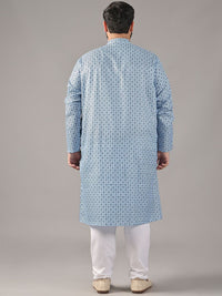 SOJANYA PLUS Plus Size Men Ethnic Motifs Printed Band Collar Straight Kurta With Pyjamas
