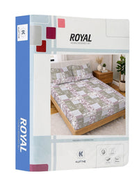 KLOTTHE Cadar Katil Double 300 TC Bercetak Merah Jambu & Putih Dengan 2 Sarung Bantal- 2.5 m x 2.25 m