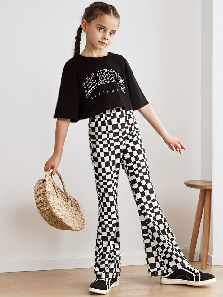 YK Girls Printed Smart Slim Fit Trousers