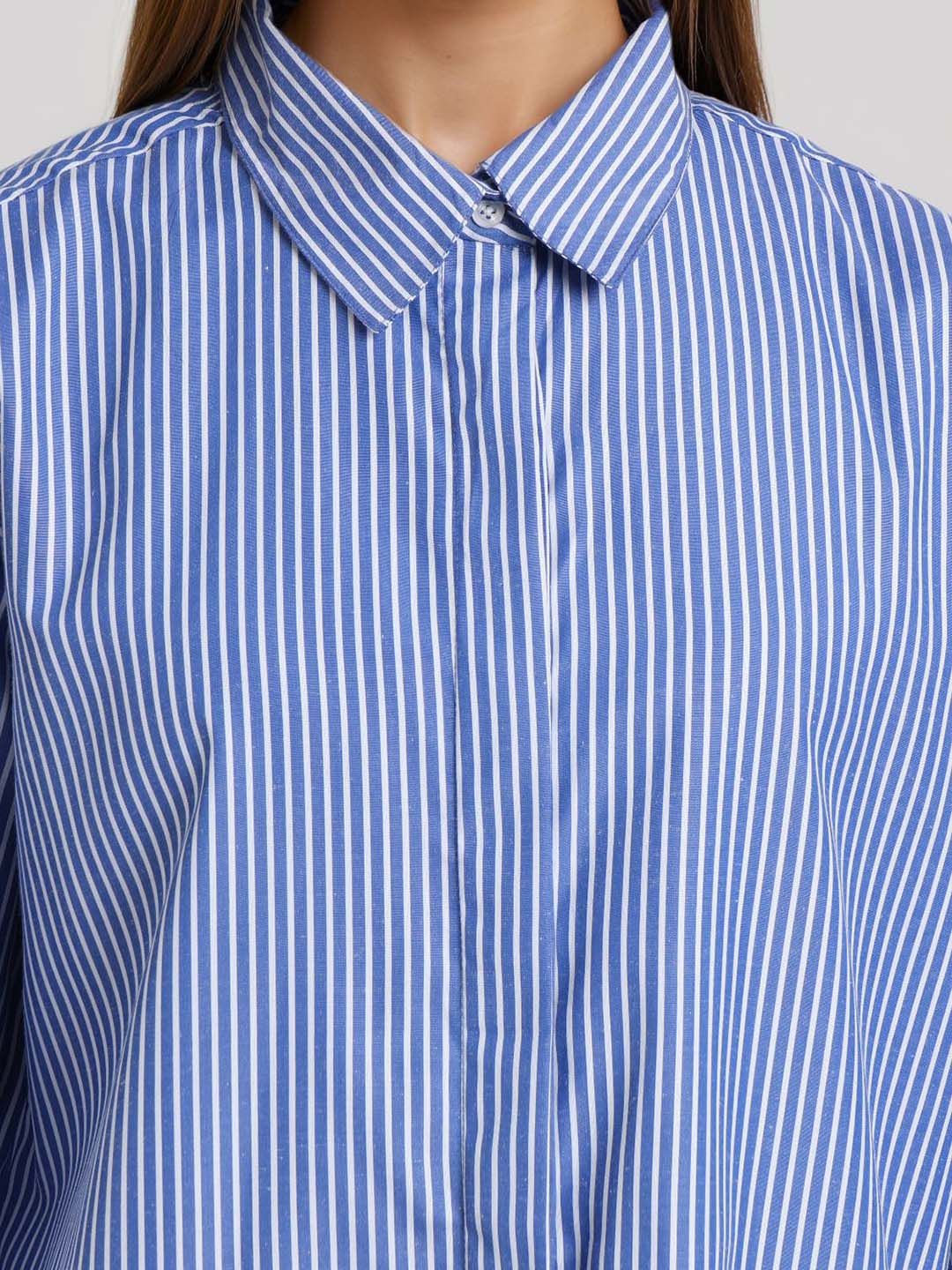 Style Quotient Women Smart Relaxed Fit Vertical Striped Spread Collar Casual Shirt