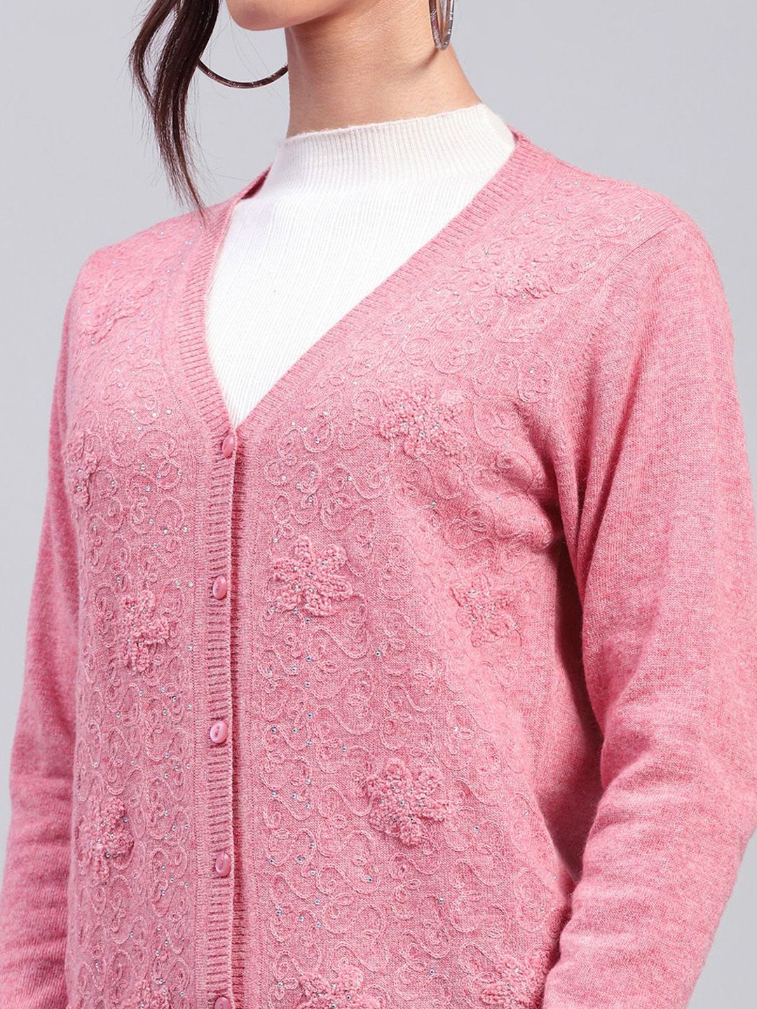 Monte Carlo Women Woollen Long Sleeves Cardigan
