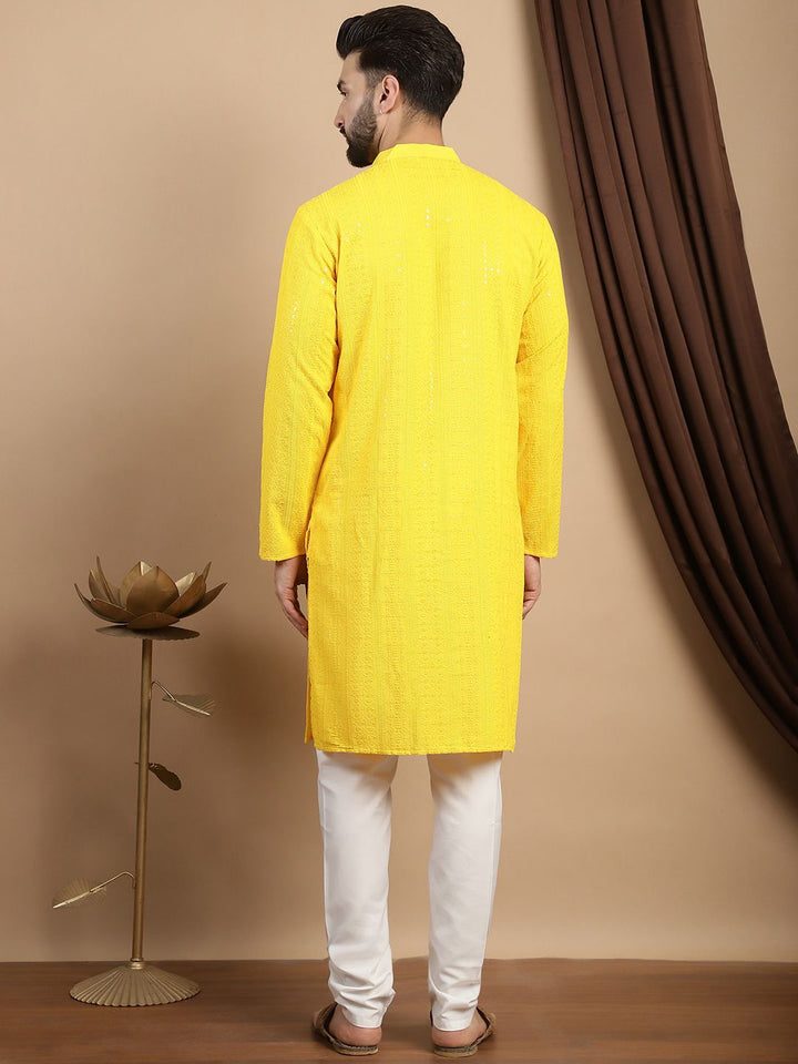 Anouk Ethnic Motifs Embroidered Sequinned Pure Cotton Straight Kurta With Churidar