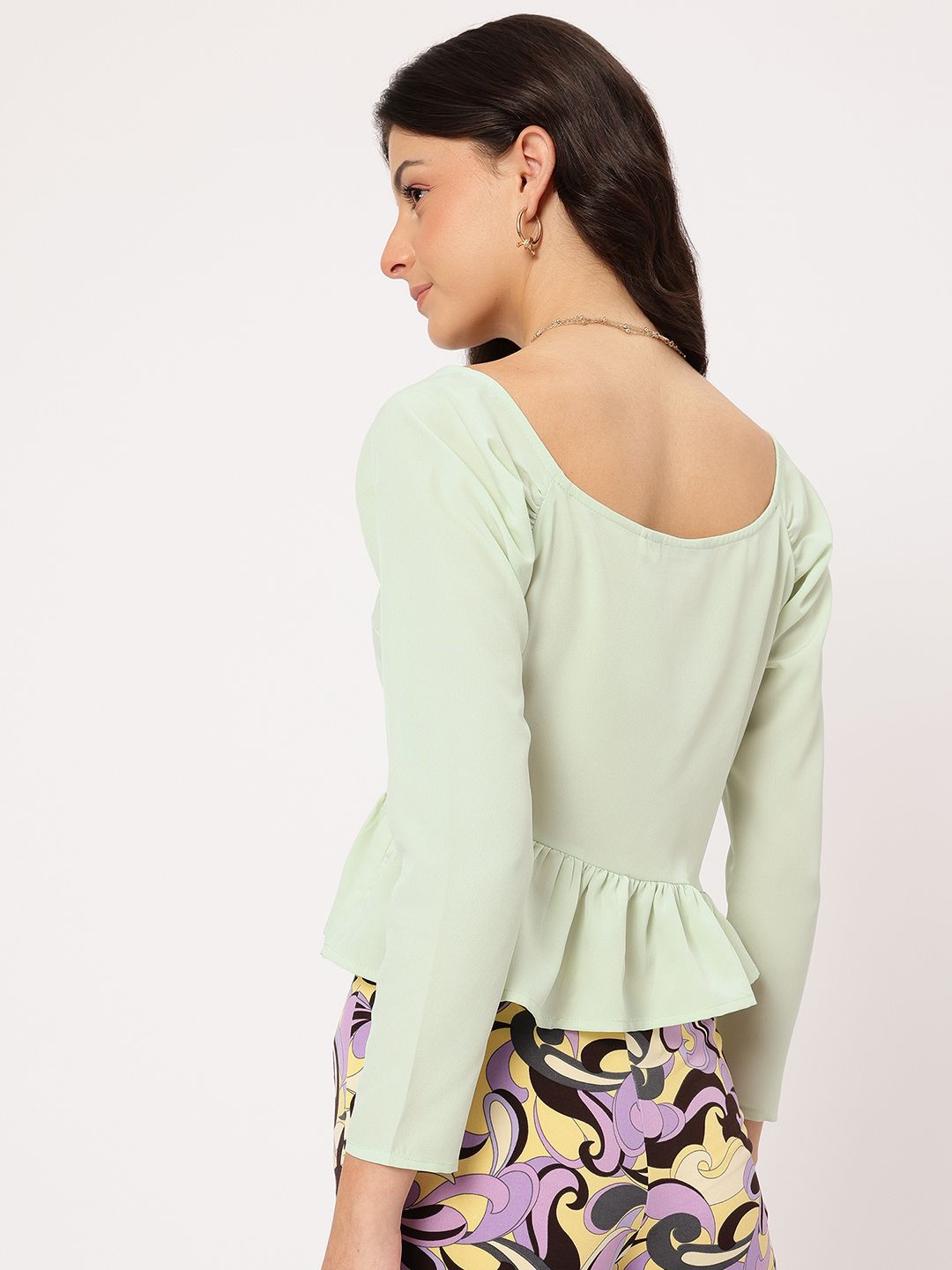 DressBerry Cool Matcha Elevated Basics Peplum Top