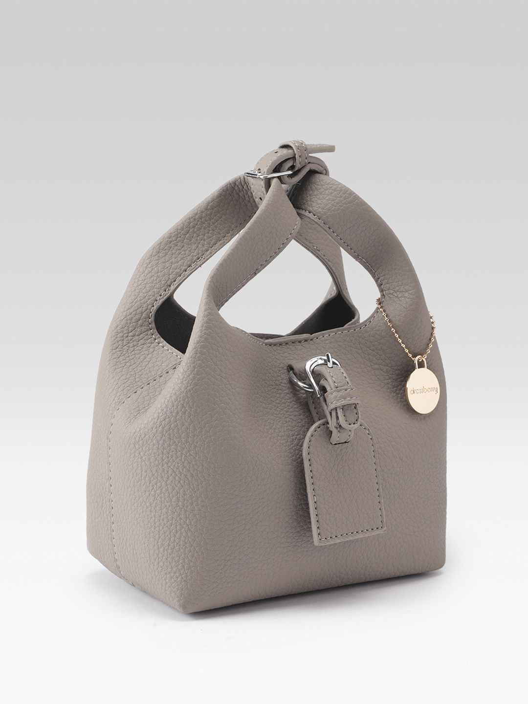 DressBerry Textured Bucket Handheld Bag with Pouch