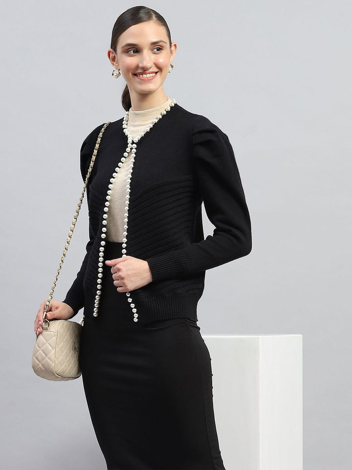 Monte Carlo Women Embellished Self Design Cardigan