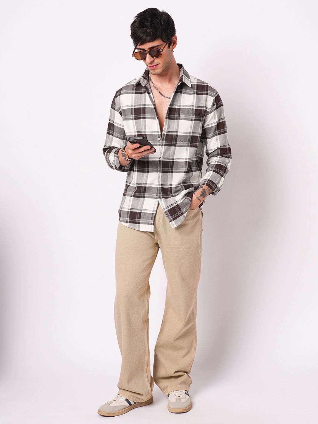 VASTRADO Classic Tartan Checked Slim Fit Pure Cotton Shirt
