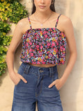 DressBerry Bloom & Beyond Floral Print Crop Blouson Top