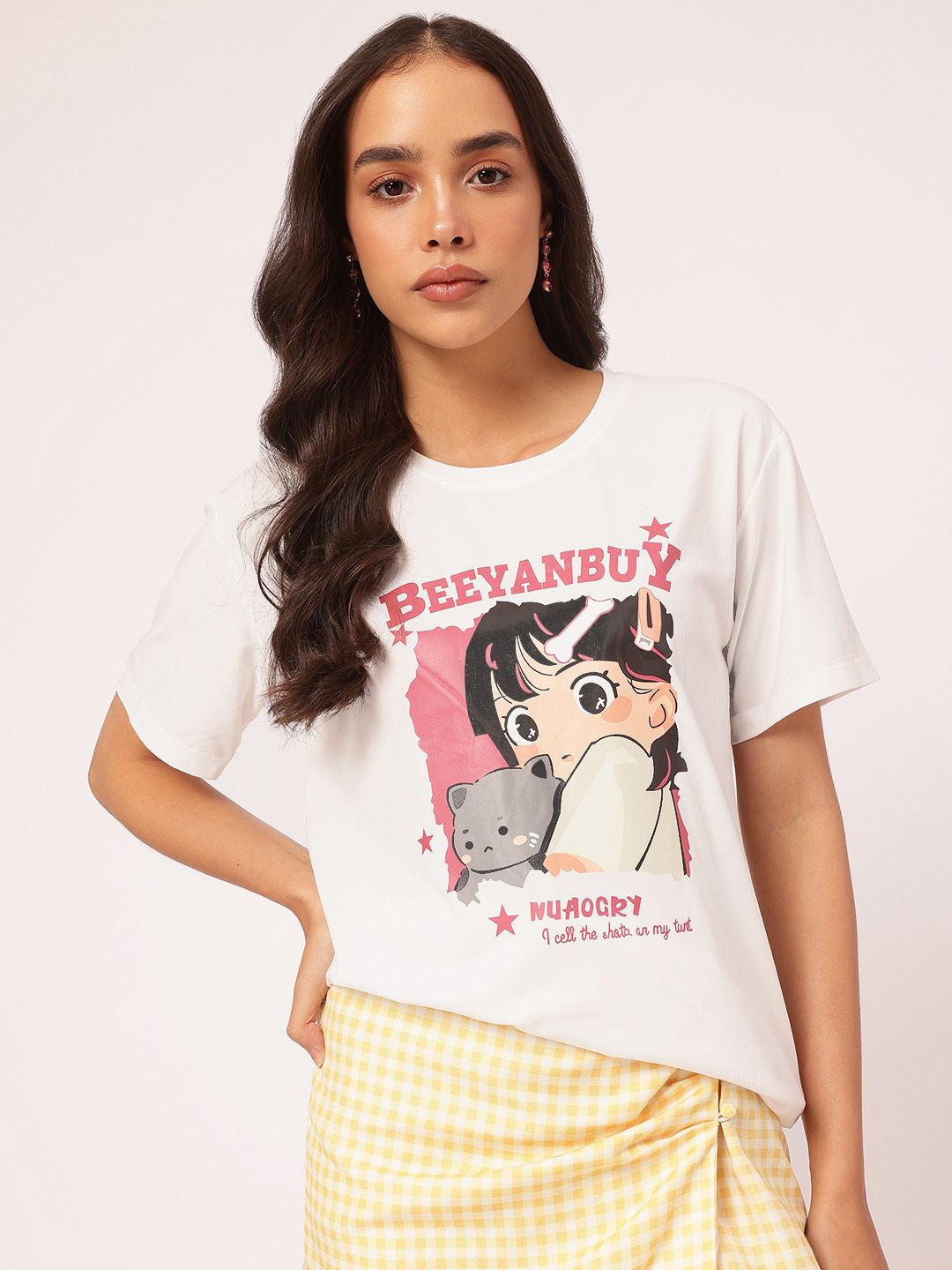 DressBerry Playful Ease Cartoon Printed Relaxed Tee