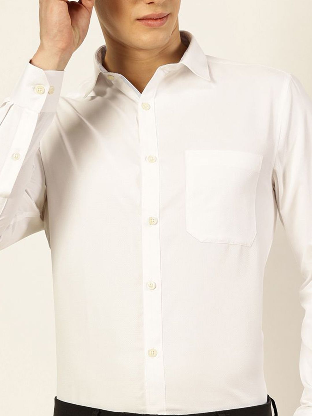 Thomas Scott Men Smart Cutaway Collar Solid Cotton Formal Shirt