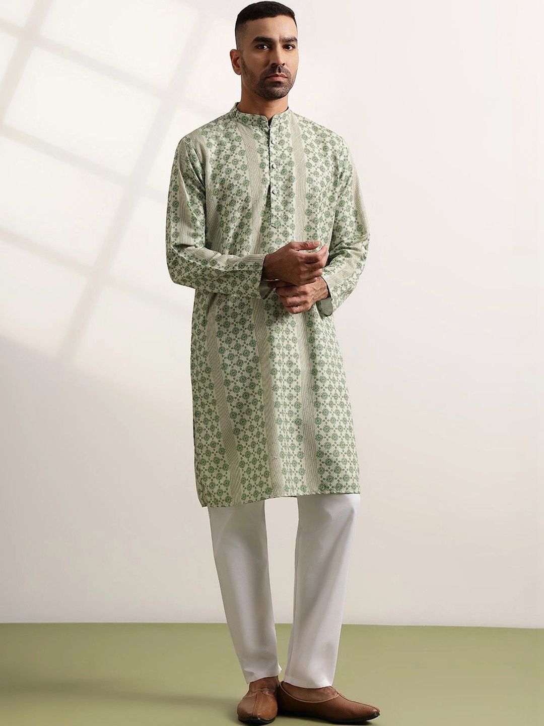 Anouk Men Printed Regular Kurta with Trousers