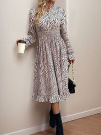 DressBerry Animal Print Puff Sleeve Empire Midi Dress