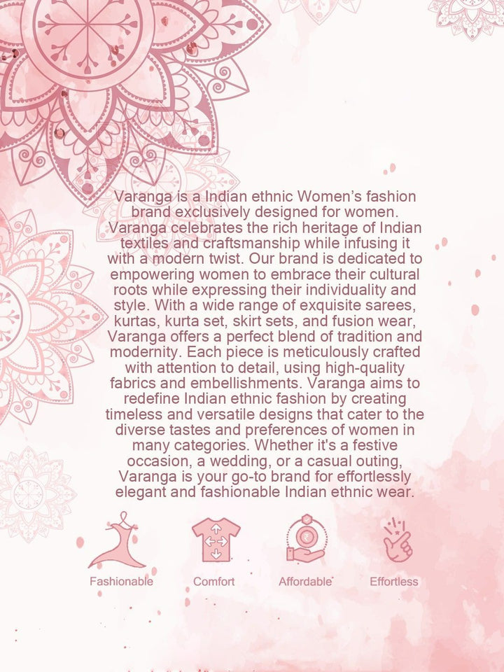 Varanga Floral Printed V-Neck Straight Kurta With Trousers And Dupatta