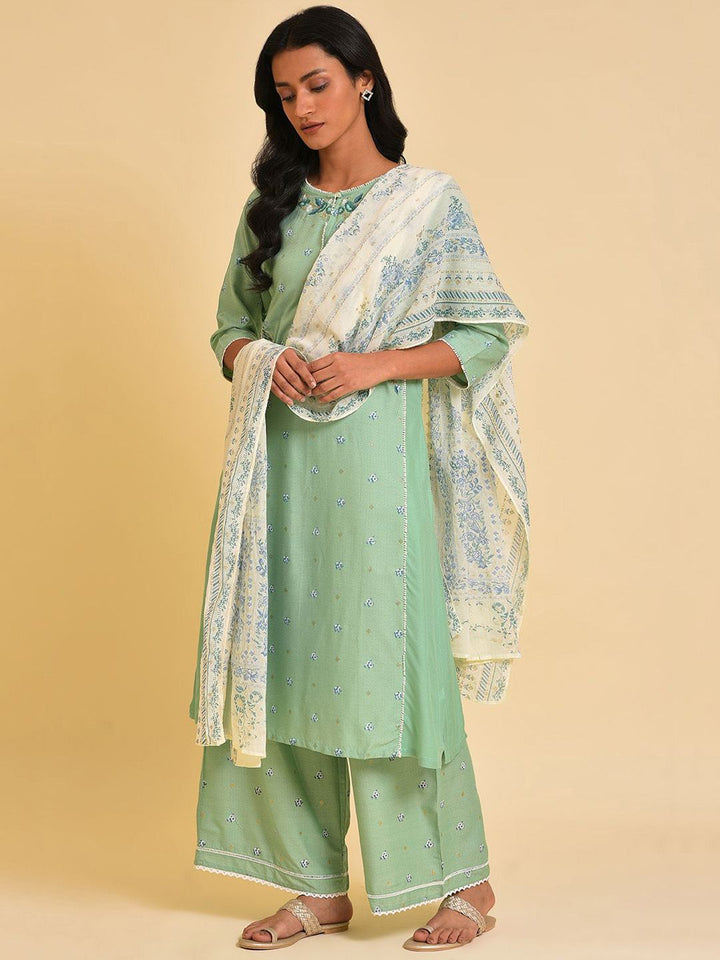 W Floral Embroidered Thread Work A-Line Kurta