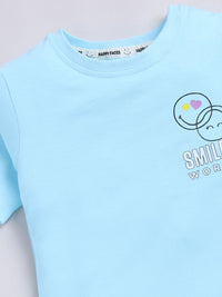 Happy Faces Girls Conversational Printed Pure Cotton Longline T-shirt