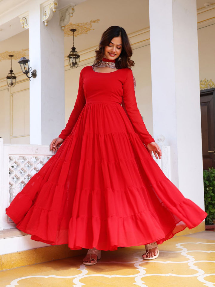 KALINI Women Layered Kurta with Trousers & With Dupatta