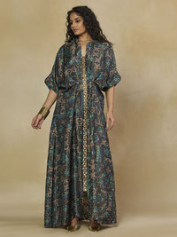 Pakaian Kaftan Elegan Krep Bercetak Bunga Mamicha Wanita