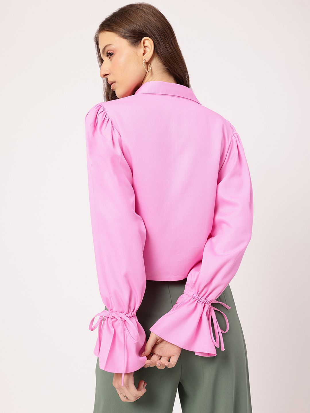 DressBerry Dreamy Designs Bell Sleeve Bow-Detail Shirt