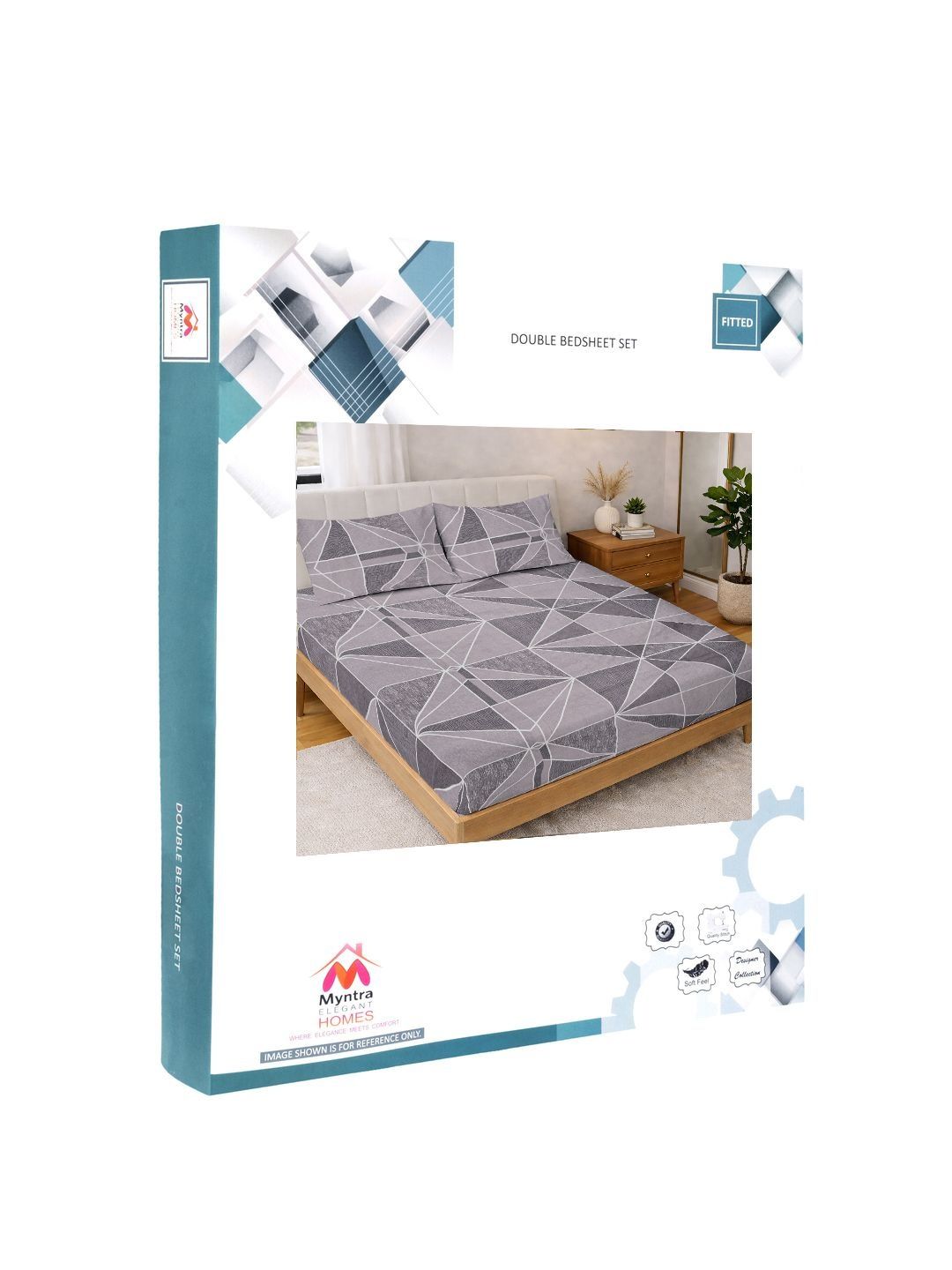 Myntra Elegant Homes Purple Geometric 300 TC King Bedsheet with 2 Pillow Covers