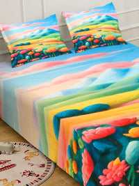 Klotthe Floral Printed Dilengkapi 400 TC King Cadar 7D & 2 Sarung Bantal- 2.50 m x 2.25 m