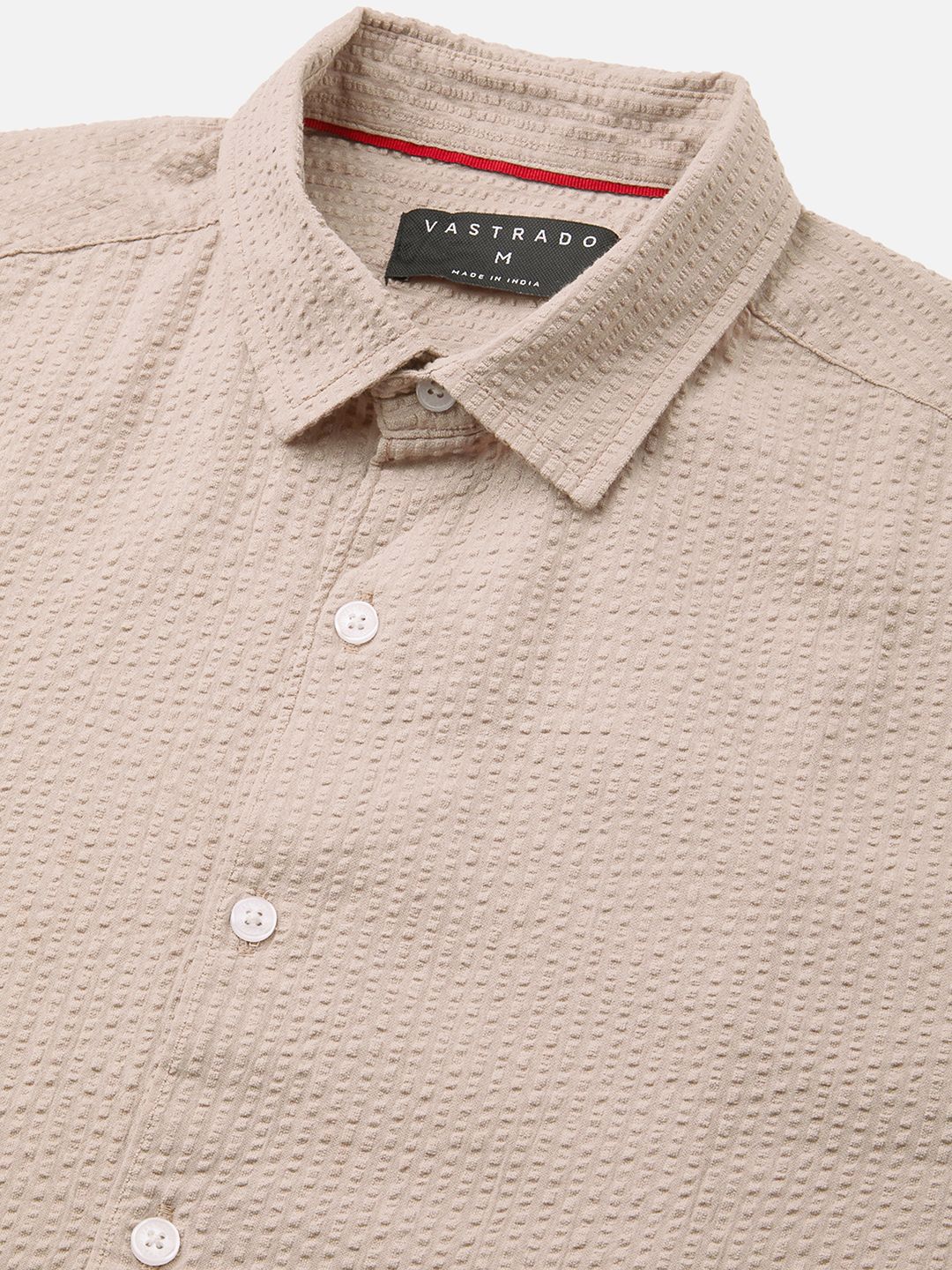 VASTRADO Classic Textured Seersucker Cutaway Collar Slim Fit Shirt
