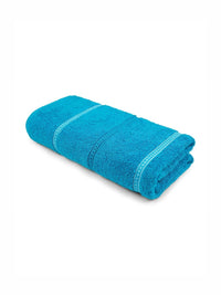 MYTRIDENT Teal & White Striped Cotton 450 GSM Bath Towel
