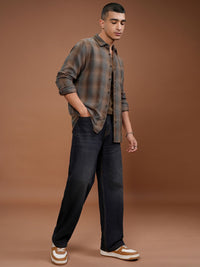 Highlander Lelaki Rose Emas Tarton Periksa Kasual Slim Fit Shirt