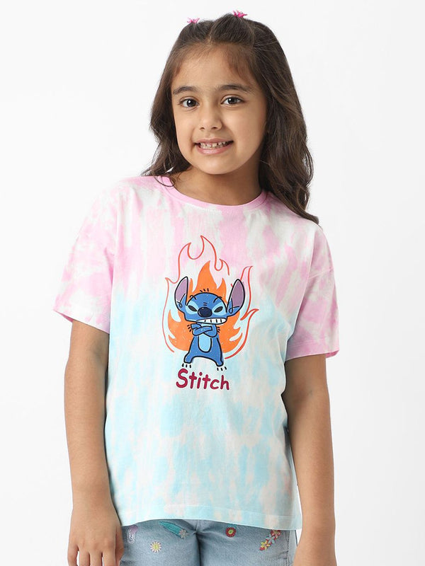 NautiNati Girls Disney Stitch Summer Tie-Dye T-Shirt