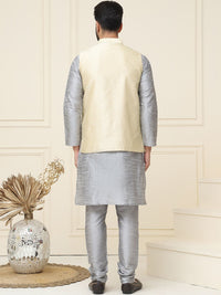 SOJANYA Mandarin Collar Kurta With Churidar & Nehru jacket