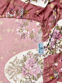 KLOTTHE Rust & Pink Floral 300 TC Cadar Katil King dengan 2 Sarung Bantal