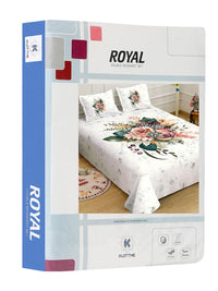 KLOTTHE Cream Floral Printed 400 TC King Superfine Bedsheets