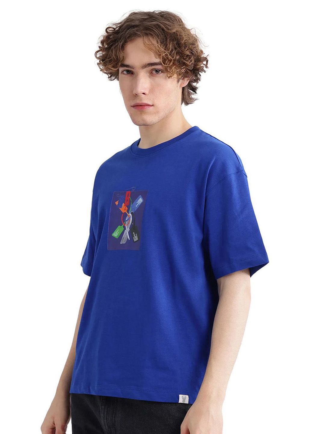 RARE RABBIT Men Graphic Printed Round Neck Cotton T-shirt