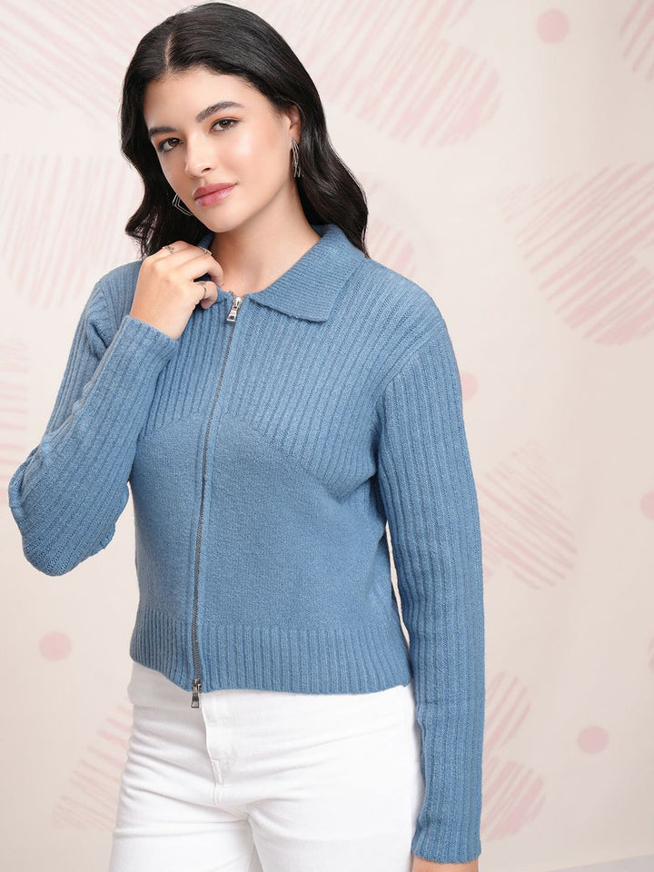 ESPYR By Tokyo Talkies Women Cable Knit with Zip Detail Detail