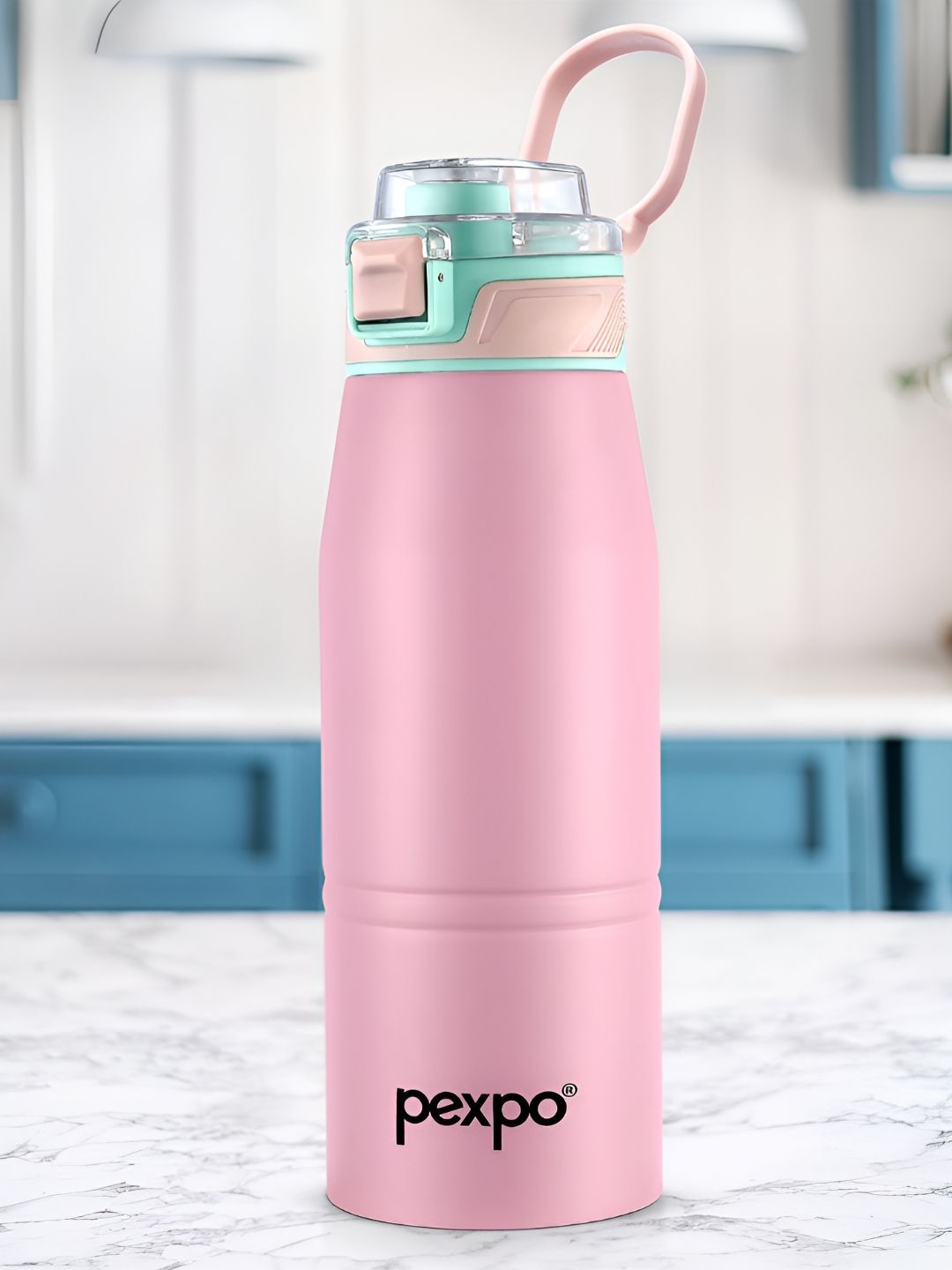 Pexpo Pink & Green Try Ply Stainless Steel Double Wall Vacuum Water Bottle 740 ml
