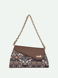 ZOUK Floral Printed Half Moon Sling Bag with Tasselled