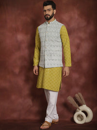 Anouk Embroidered Regular Thread Work Cotton Kurta with Churidar