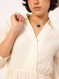 DressBerry Adorable Allure Crinkled Textured Tiered Mini Shirt Style Dress