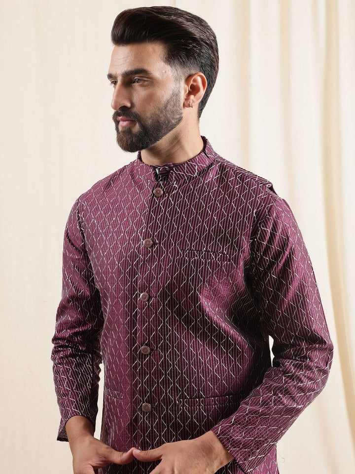 Anouk Men Geometric Embroidered Kurta with Pyjamas