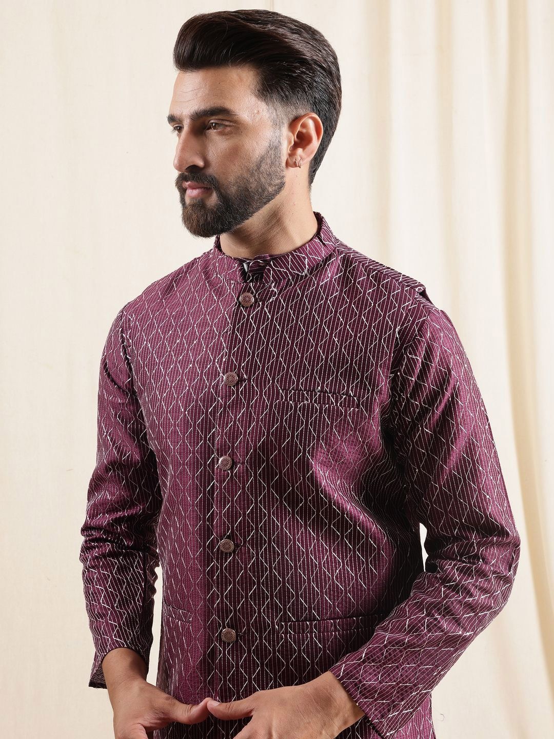 Anouk Men Geometric Embroidered Kurta with Pyjamas